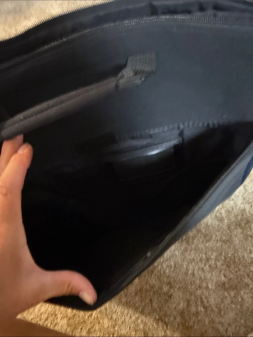 Padded Black & Navy Laptop Briefcase — Unbranded